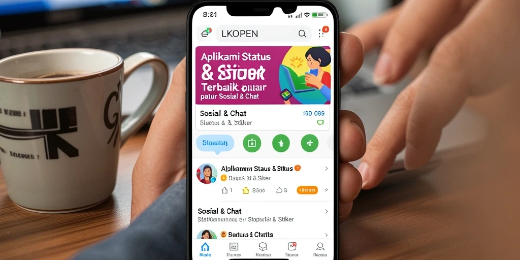 Tampilan antarmuka LKOPEN dengan berbagai stiker menarik.