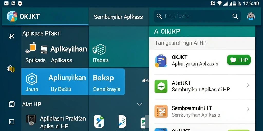 Tampilan antarmuka utama aplikasi OKJKT untuk menyembunyikan aplikasi.