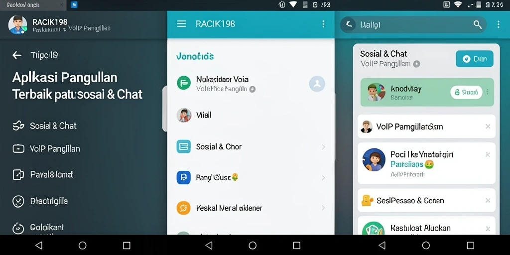 Tampilan antarmuka pengguna aplikasi RACIK198 untuk VoIP Panggilan.