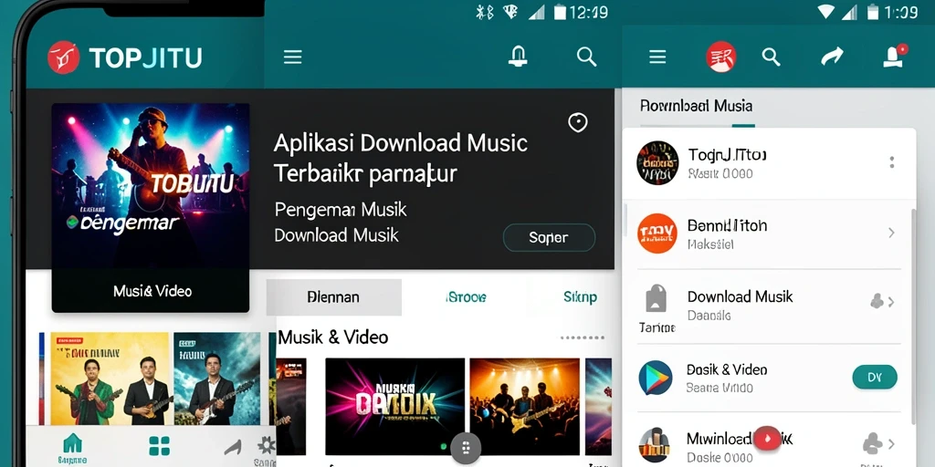 Antarmuka sederhana dan menarik untuk download musik.