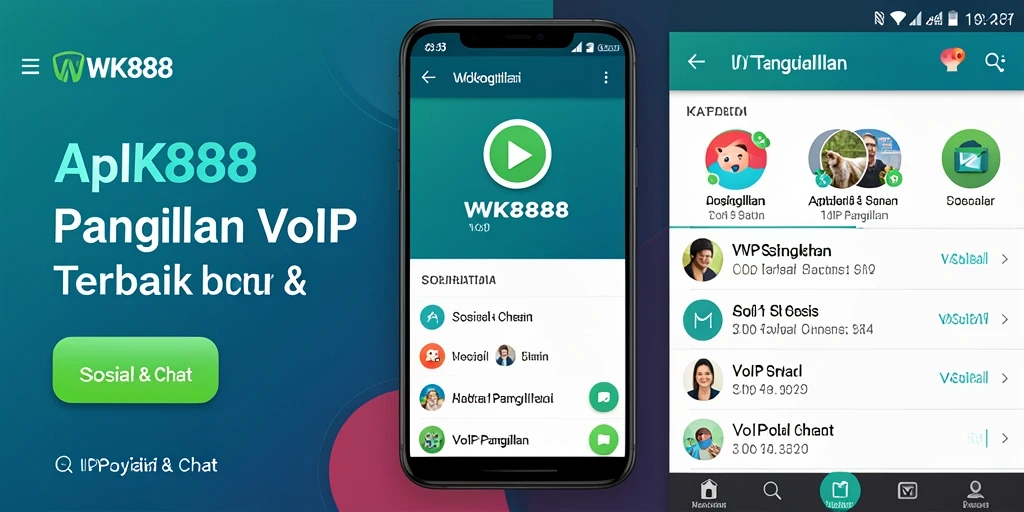 Antarmuka aplikasi WK888 untuk panggilan VoIP yang user-friendly dan modern.