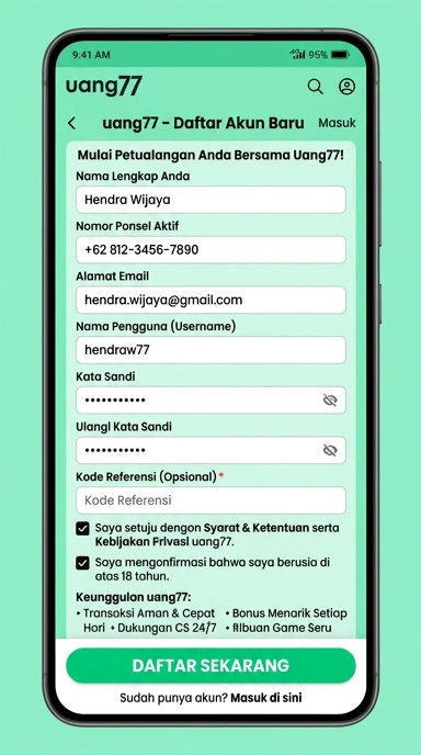 Panduan Buat Akun Baru Uang77 untuk Pengguna Android